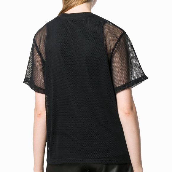 AUTHENTIC Alexander Wang Stacked Logo Mesh Tee - Picture 3 of 16